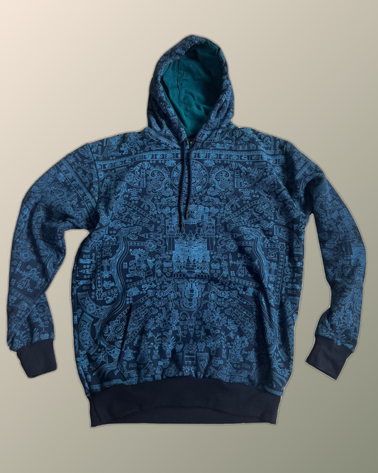 Psychedelic Preshispanic Codex Inspired Sweatshirt Hoodie | UV Reactive Screen print | Rave Festival Wear