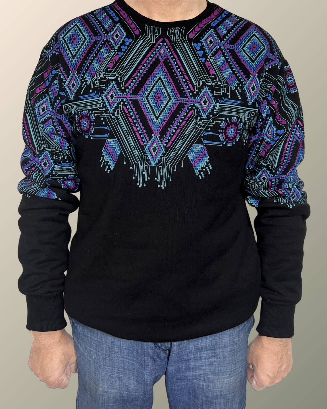 Psychedelic Chaquira Bead Eye of God Huichol Pattern Inspired T-shirt | UV Reactive Screen print | Rave Festival Wear