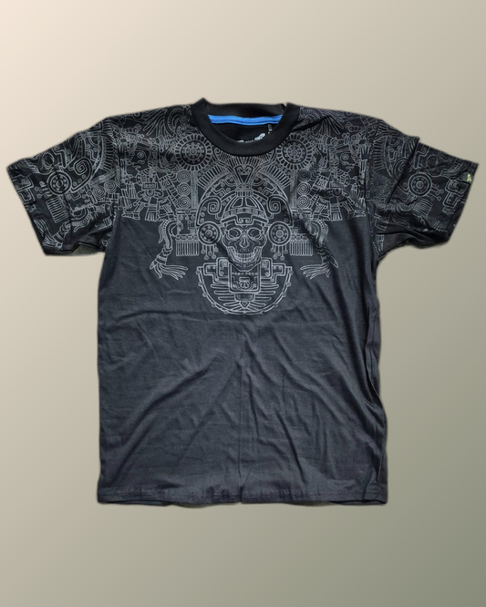 Psychedelic Preshispanic Skull Inspired T-shirt | UV Reactive Screen print | Rave Festival Wear