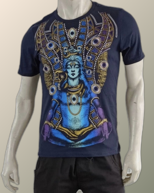 Psychedelic Shiva Inspired Tshirt | UV Reactive Screen print | Rave Festival Wear