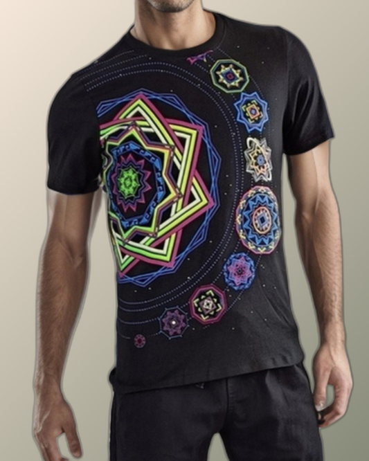 Psychedelic Huichol Eye of God  Tsikuri Inspired T-shirt | UV Reactive Screen print | Geometric Mandala |Rave Festival Wear