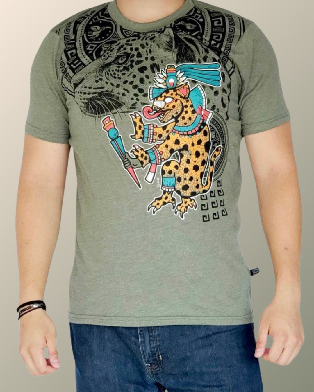 Psychedelic Aztec Jaguar Warrior Inspired T-shirt | UV Reactive Screen print | Rave Festival Wear