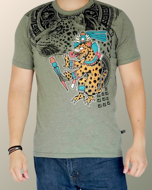 Psychedelic Aztec Jaguar Warrior Inspired T-shirt | UV Reactive Screen print | Rave Festival Wear
