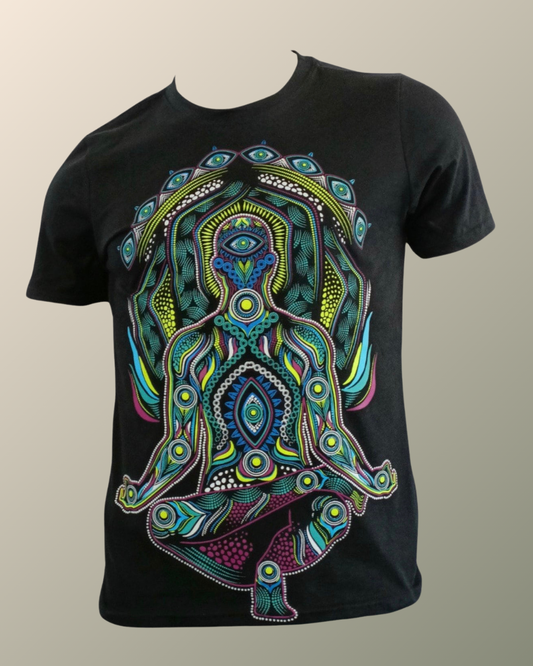 Psychedelic Meditation Third Eye Portal Inspired T-shirt | UV Reactive Screen print | Rave Festival Wear