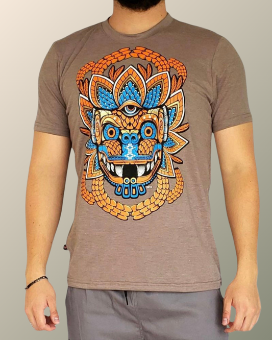 Psychedelic Quetzalcoatl Prehispanic Inspired Tshirt | UV Reactive Screen print | Rave Festival Wear
