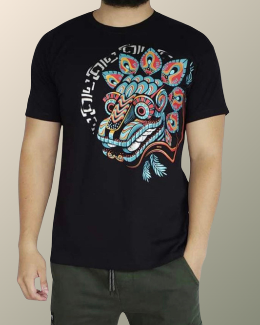 Psychedelic Quetzalcoatl Prehispanic Inspired Tshirt | UV Reactive Screen print | Rave Festival Wear