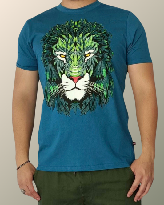 Psychedelic Lion Marijuana Weed Inspired T-shirt | UV Reactive Screen print | Rave Festival Wear