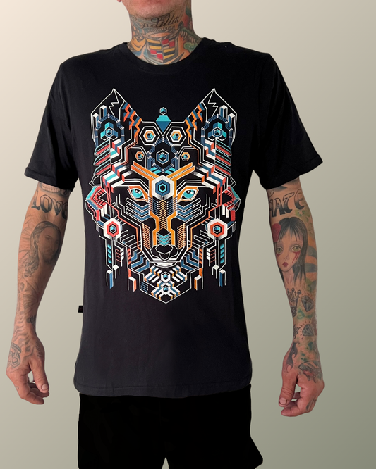 Psychedelic Cyber Fox Inspired T-shirt | UV Reactive Screen print | Rave Festival Wear